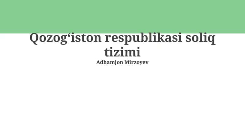 Qozogʻiston respublikasi soliq tizimi