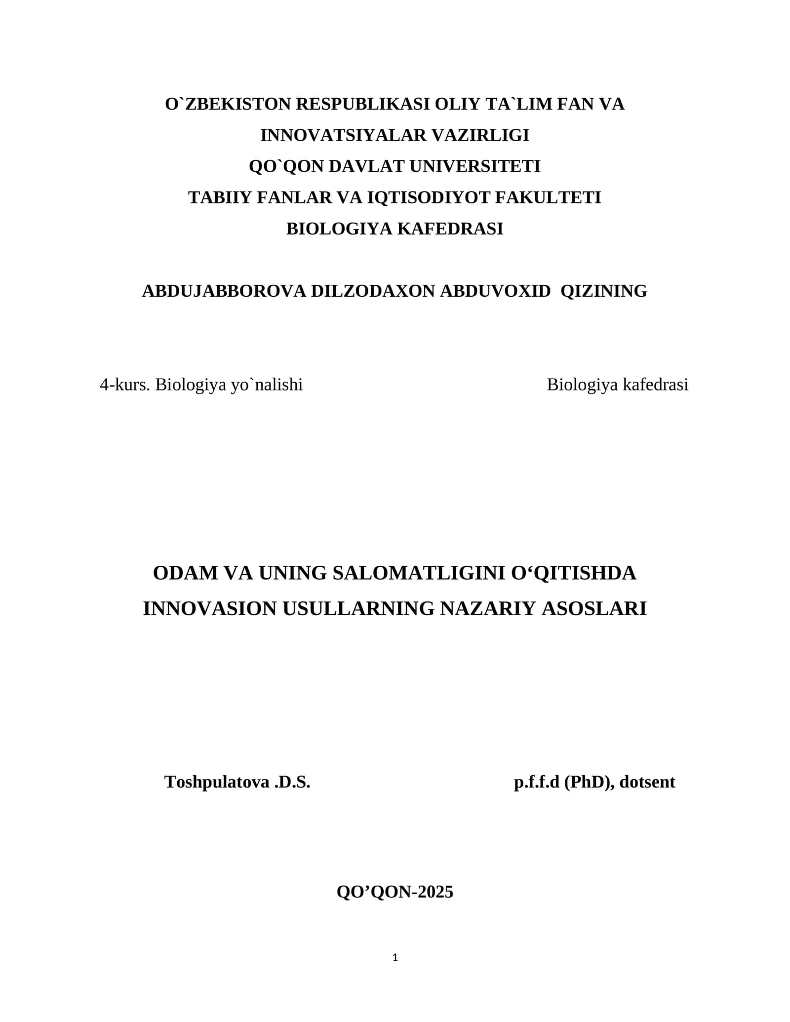 Odamlar va ularning salomatligi