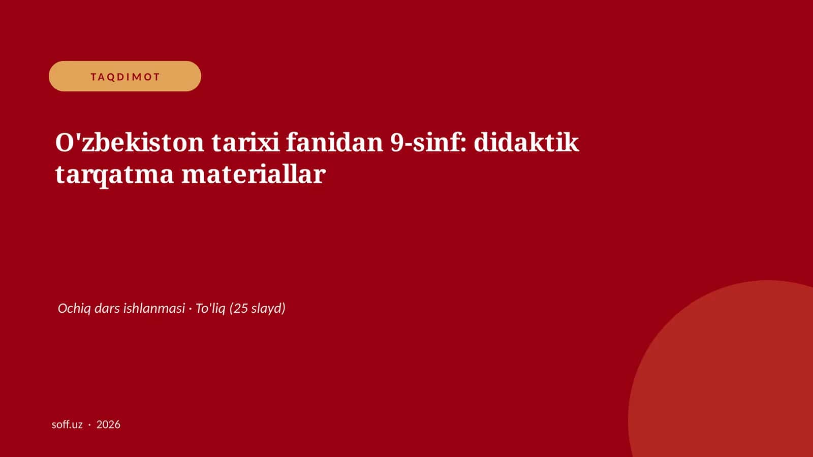 O'zbekiston tarixi fanidan 9-sinf: didaktik tarqatma materiallar