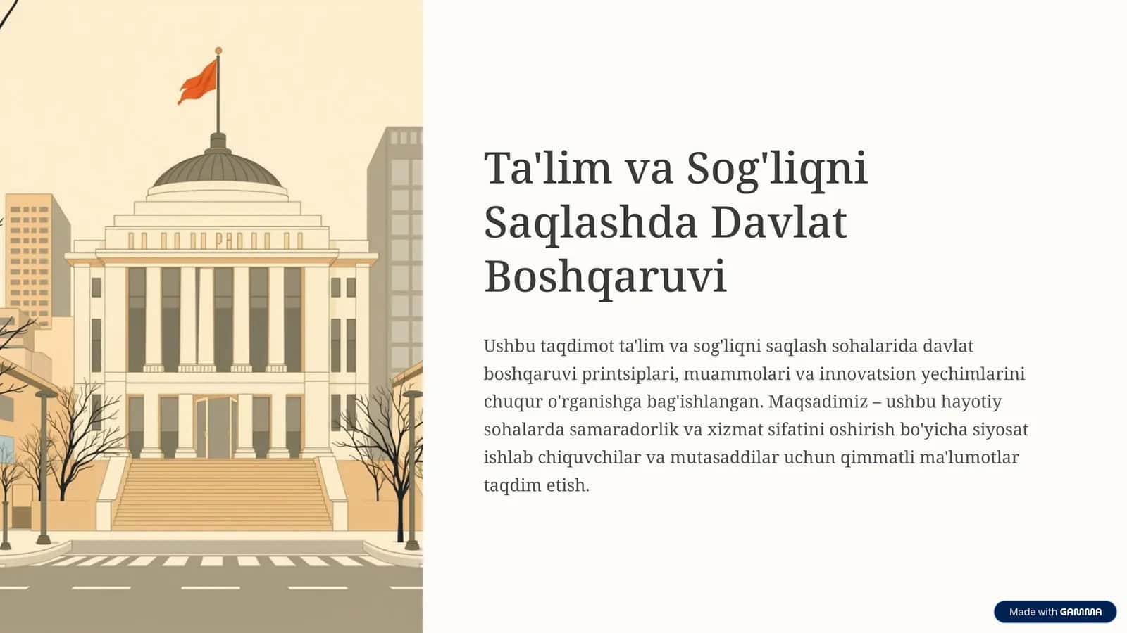 Ta'lim va Sog'liqni Saqlashda Davlat Boshqaruvi
