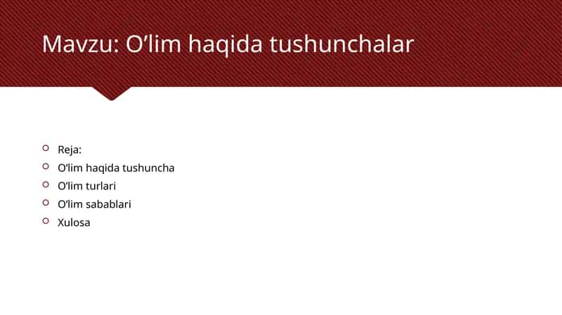 O'lim haqida tushunchalar
