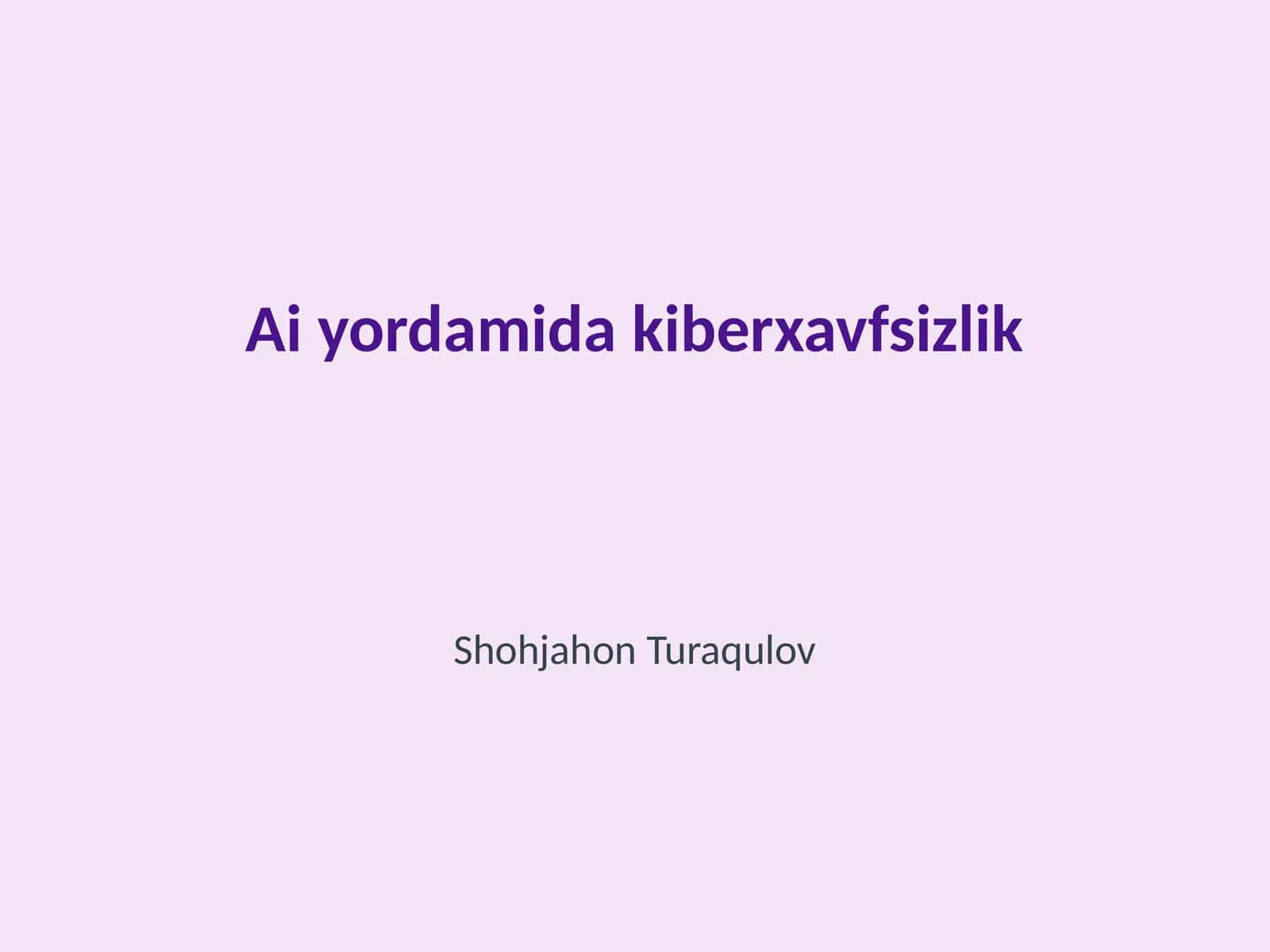 Ai yordamida kiberxavfsizlik