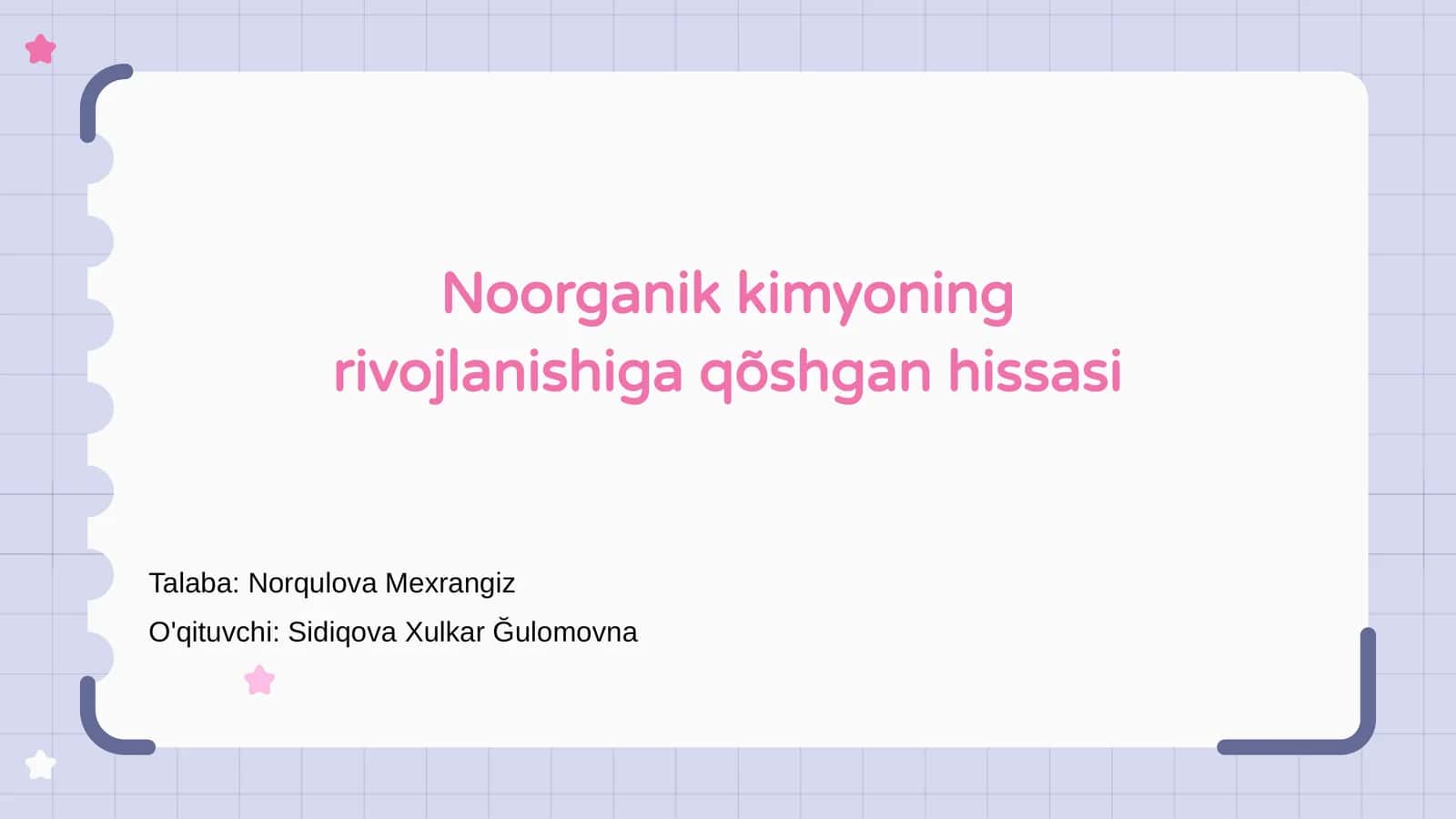 Noorganik kimyoning rivojlanishiga qõshgan hissasi