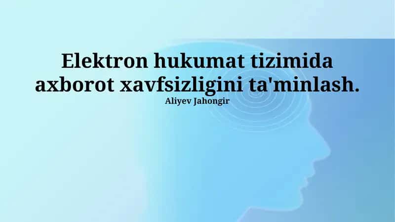 Elektron Hukumat Tizimida Axborot Xavfsizligini Ta'minlash