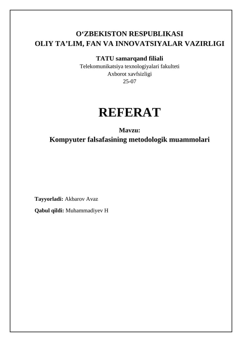 Kompyuter falsafasining metodologik muammolari