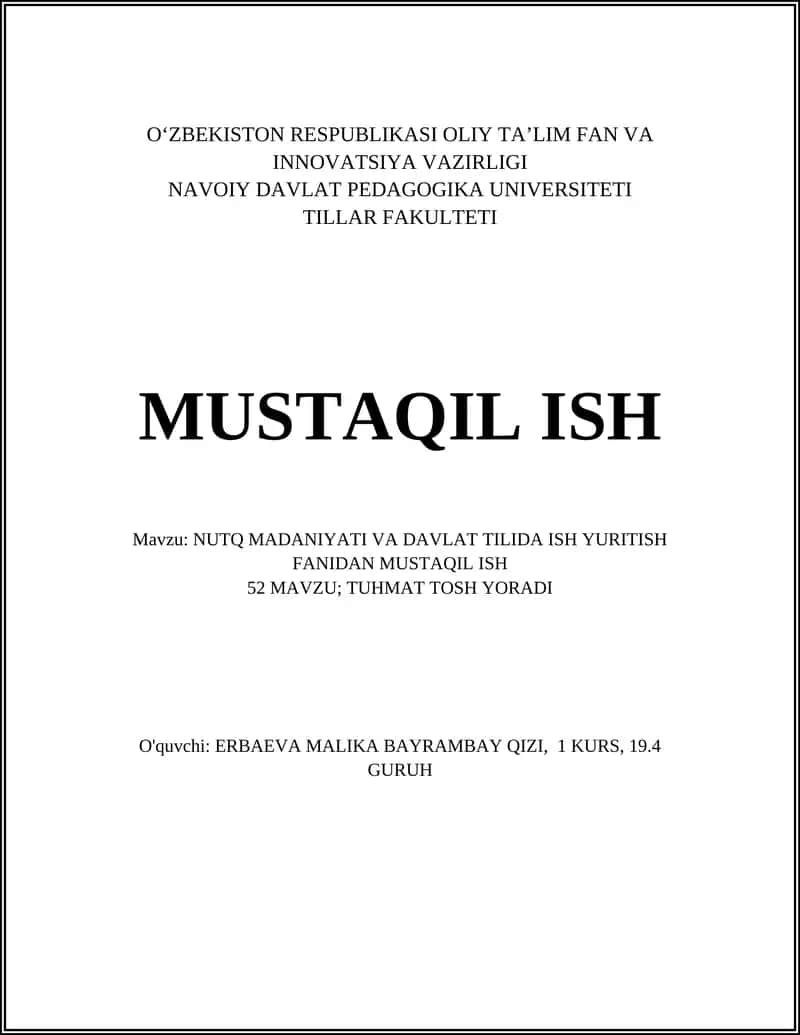 Tuhmat tushunchasi va uning nutq madaniyati