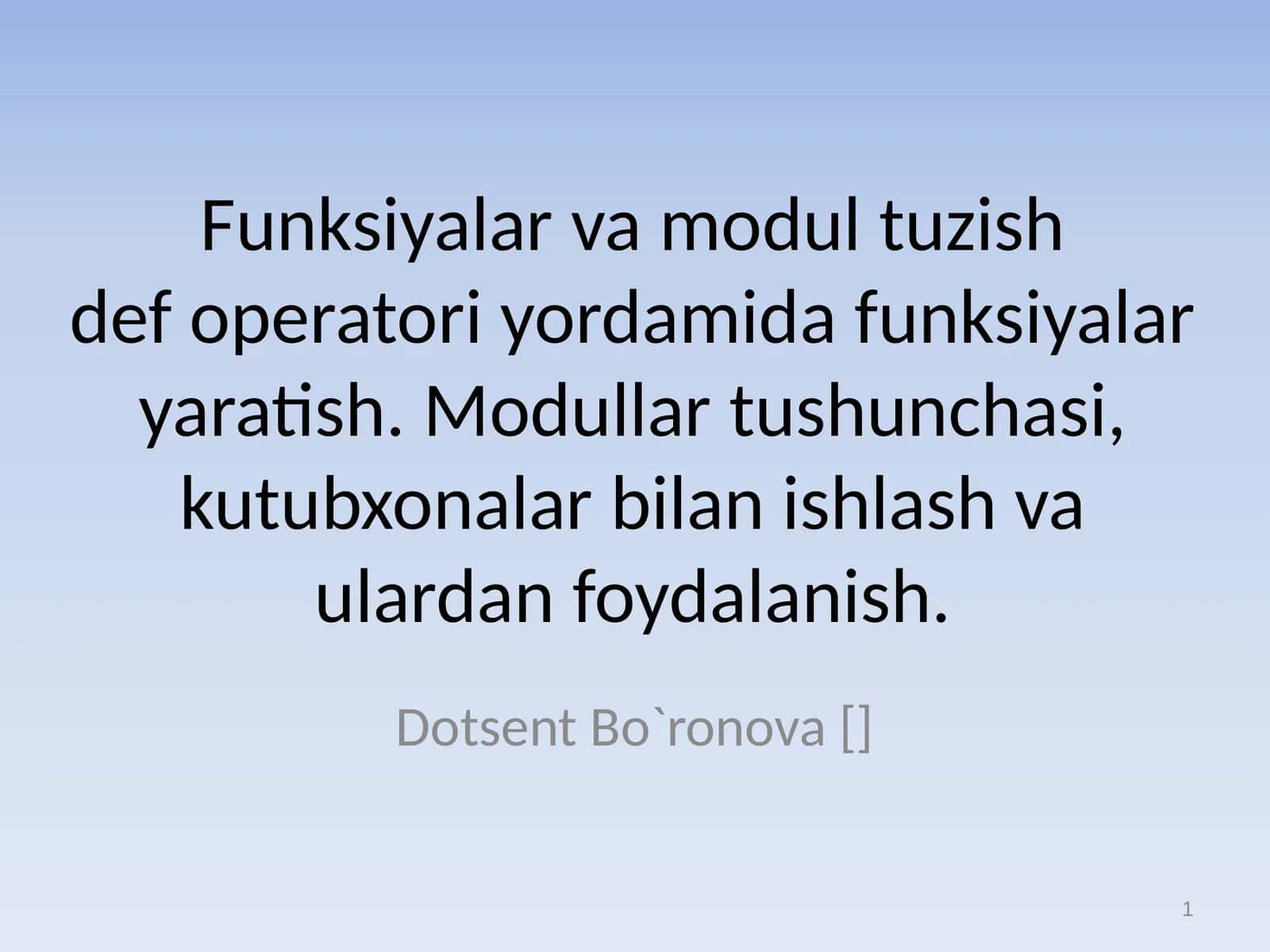 Dotsent Bo`ronova []