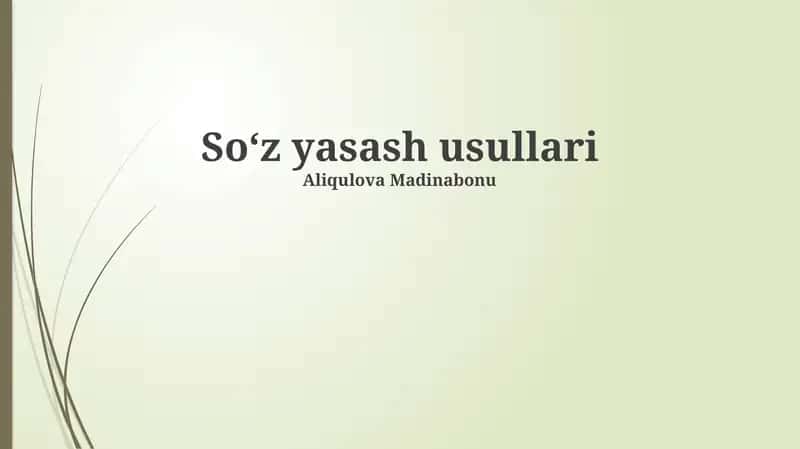 So'z yasash usullari
