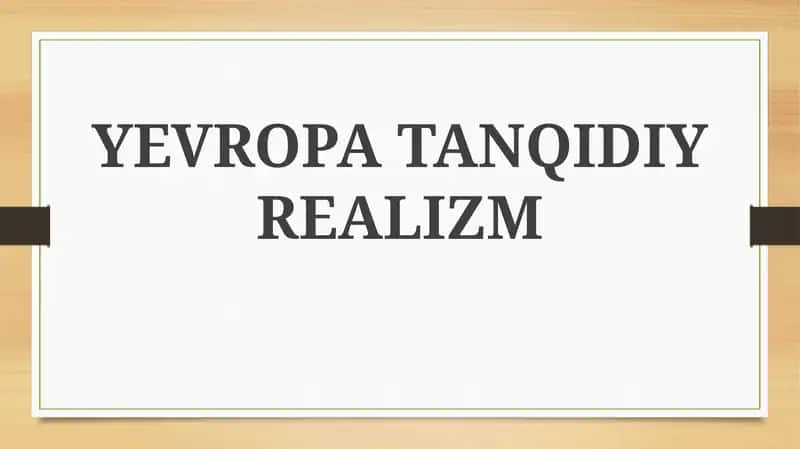 YEVROPA TANQIDIY REALIZM