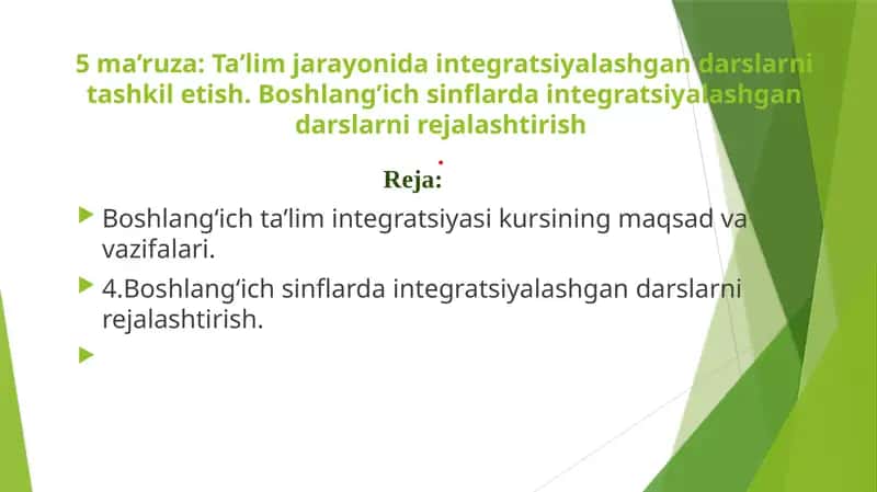 Ta’lim jarayonida integratsiyalashgan darslarni tashkil etish. Boshlang’ich sinflarda integratsiyalashgan darslarni rejalashtirish