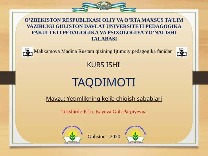 Yetimlikning kelib chiqish sabablari
