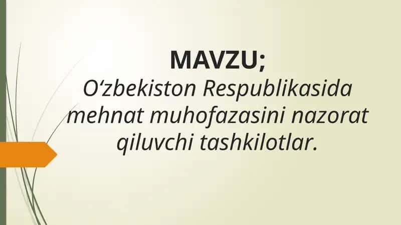 O‘zbekiston Respublikasida mehnat muhofazasini nazorat qiluvchi tashkilotlar.