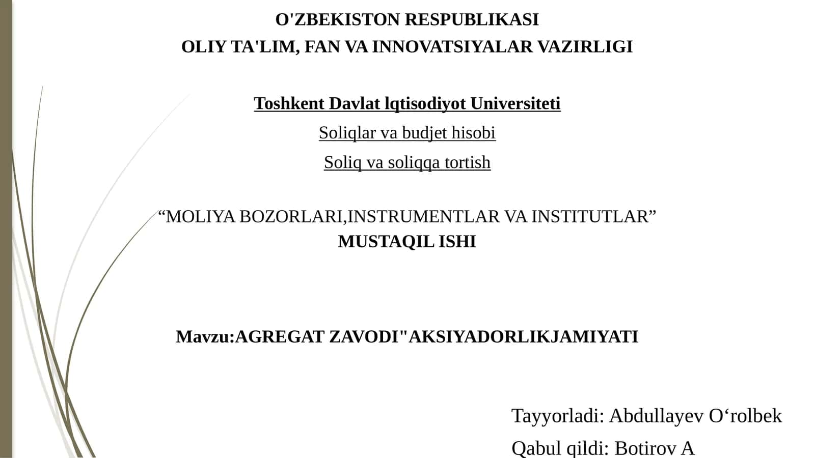 AGREGATZAVODI"AKSIYADORLIKJAMIYATI
