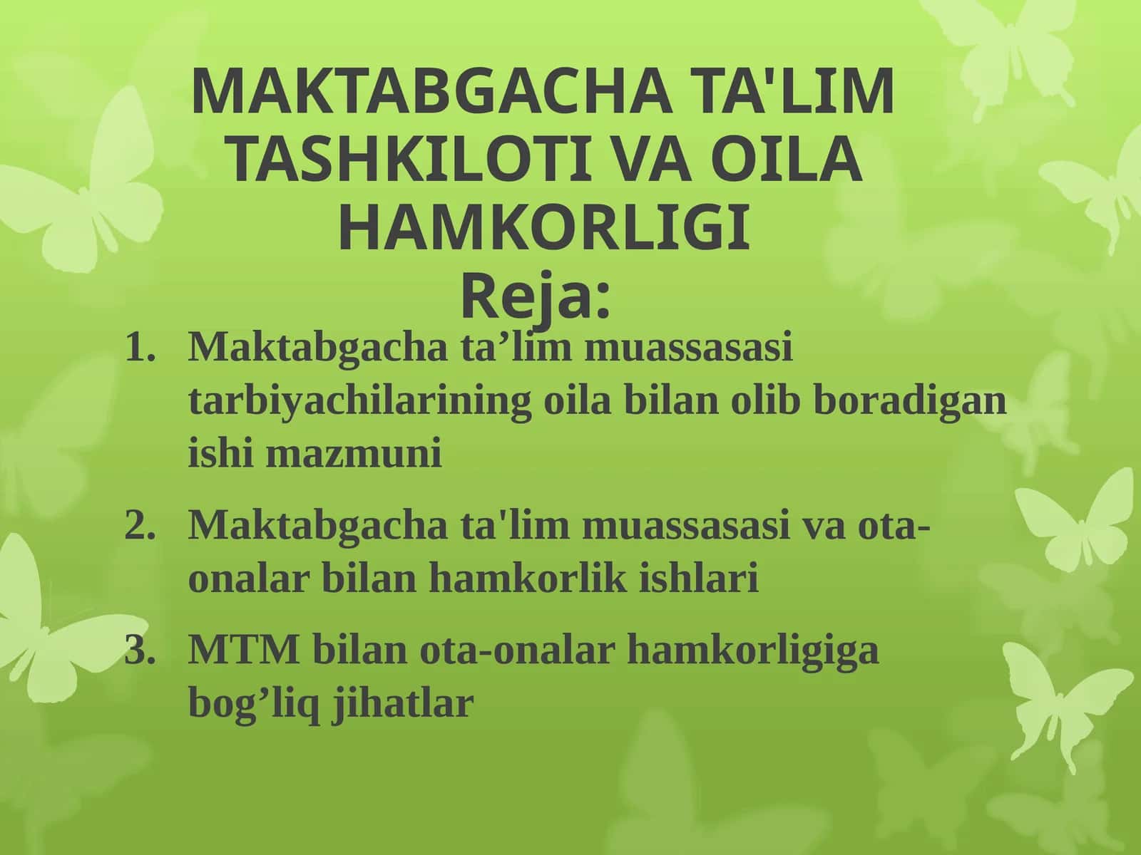 Maktabgachata’lim muassasasining oila hamkorligi