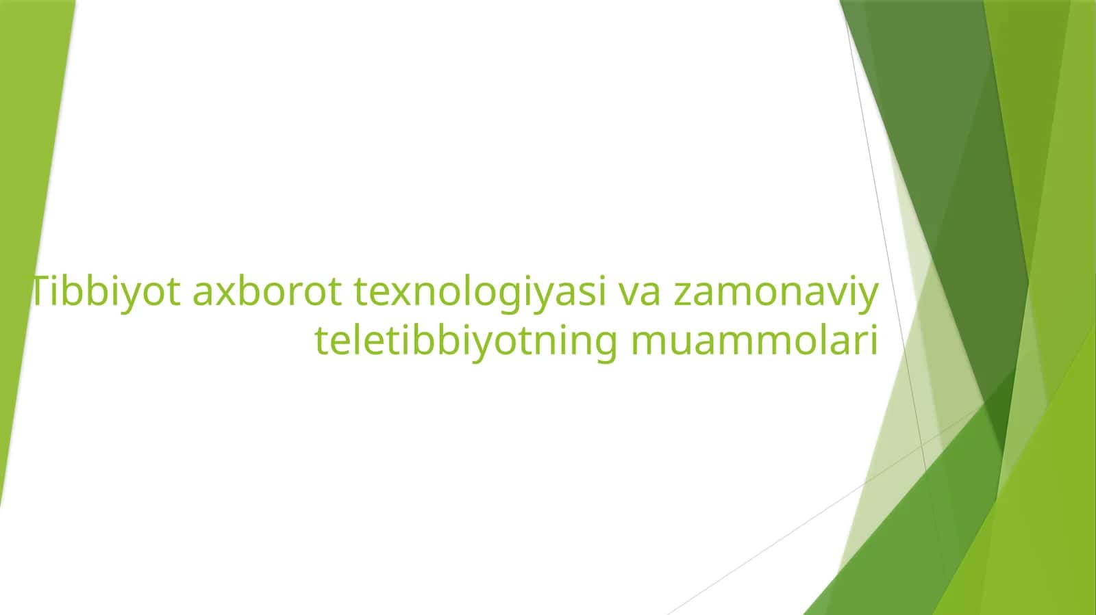 Tibbiyot axborot texnologiyasi va zamonaviy teletibbiyotning muammolari