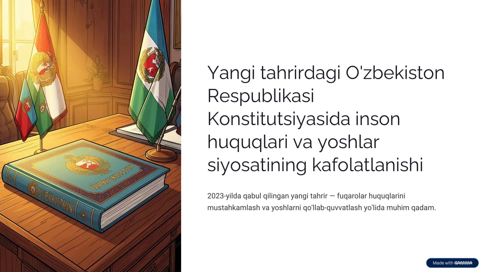 Yangi Konstitutsiyada inson huquqlari va yoshlar siyosati (Tayyor mustaqil ish: