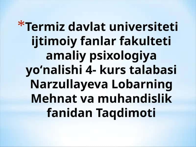 MEHNATNI TASHKIL QILISH PSIXOLOGIYASI