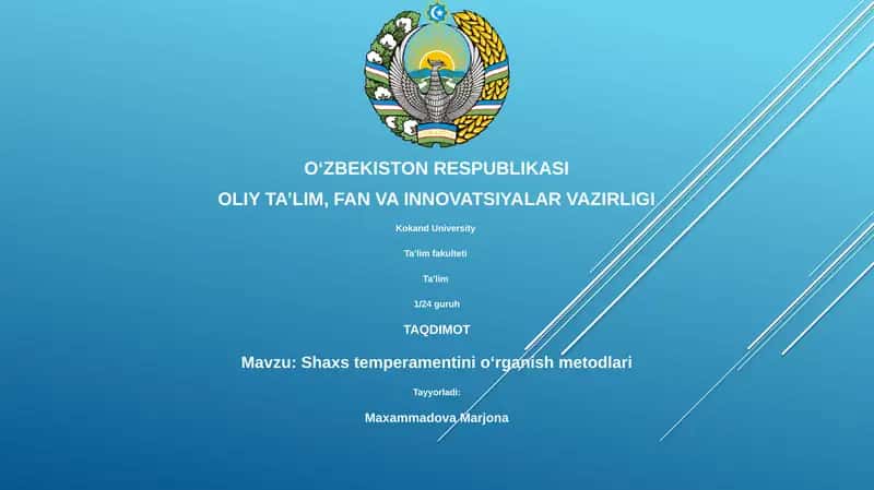 Shaxs temperamentini o'rganish metodlari