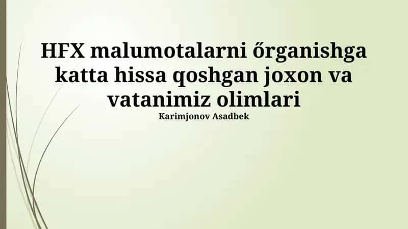 HFX Malumotalarni O'rganish