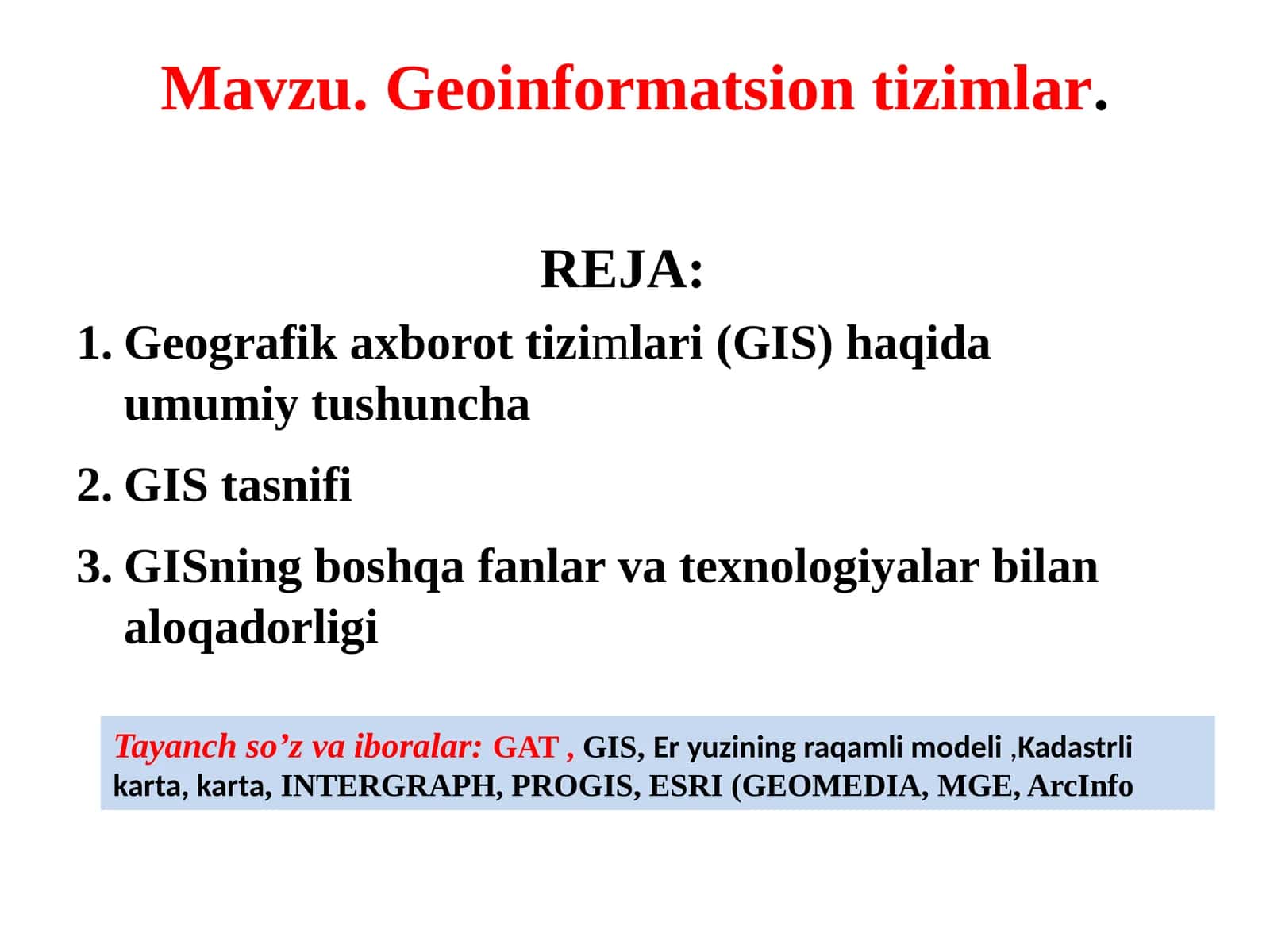 Geoinformatsion tizimlar