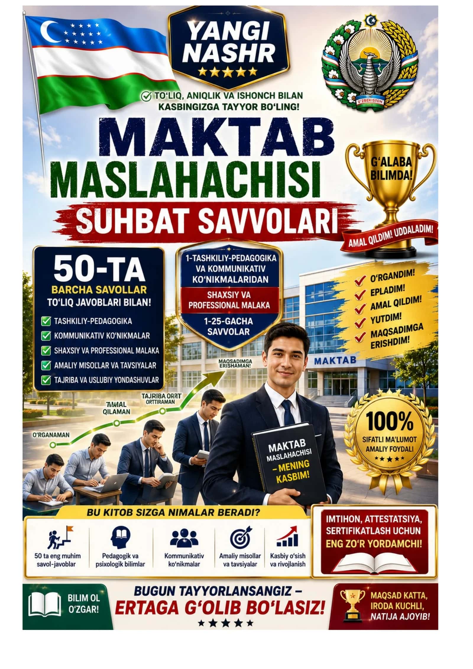 MAKTAB MASLAHACHISI SUHBAT SAVOLLARI 50-TA