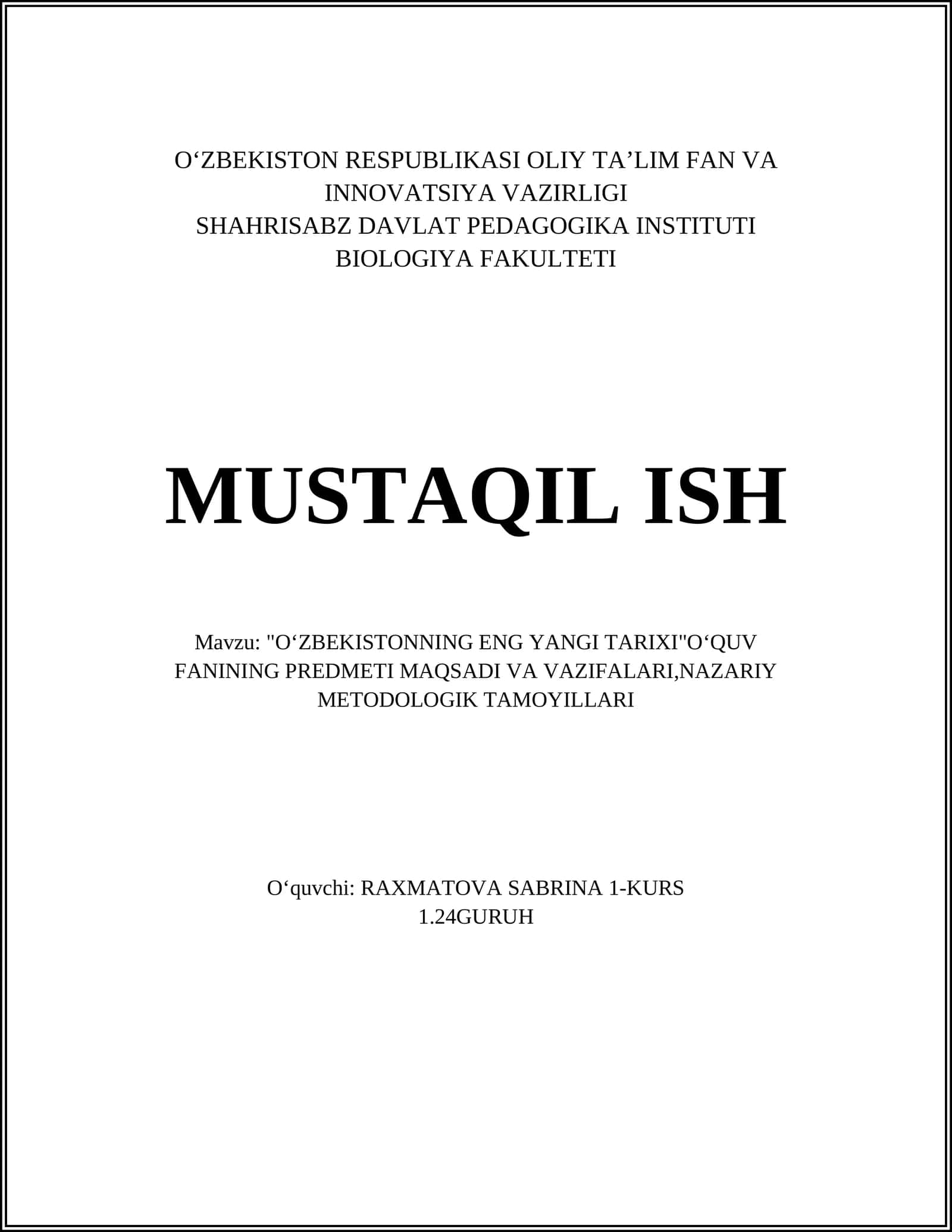 Oʻzbekistonning eng yangi tarixi