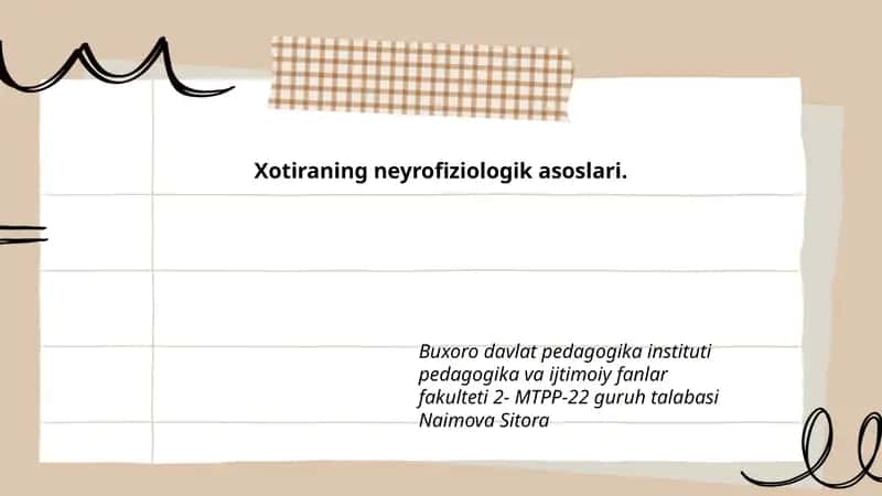 Xotiraning neyrofiziologik asoslari