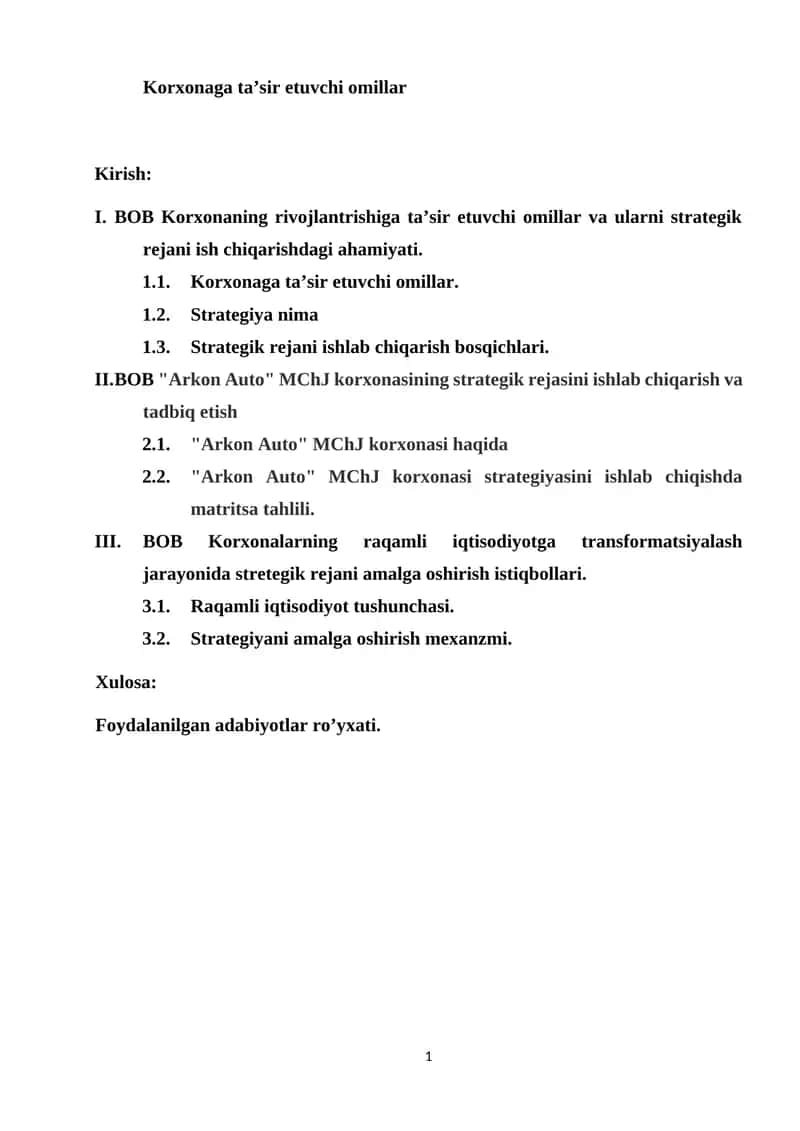 Strategik rejani ishlab chiqarish bosqichlari