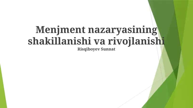 Menejment nazariyasining rivojlanish bosqichlari