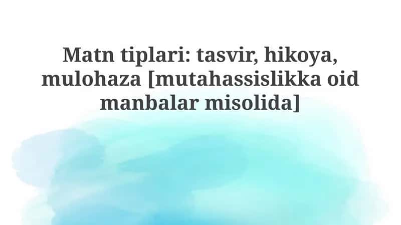 Ta'rif, Hikoya va Mulohaza