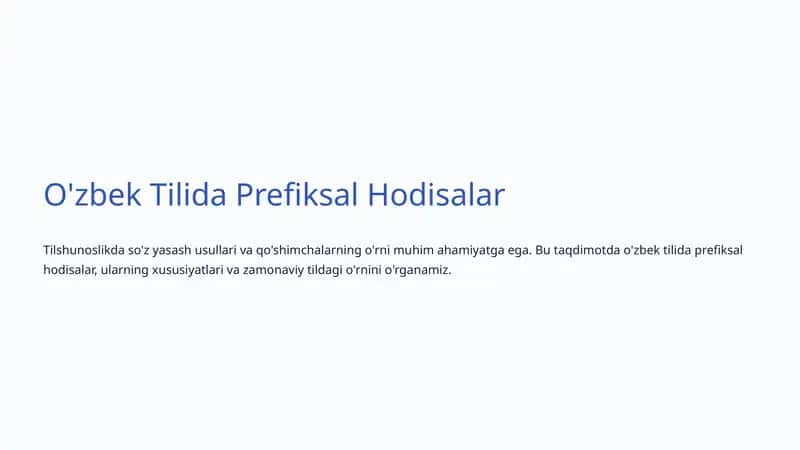 O'zbek Tilida Prefiksal Hodisalar