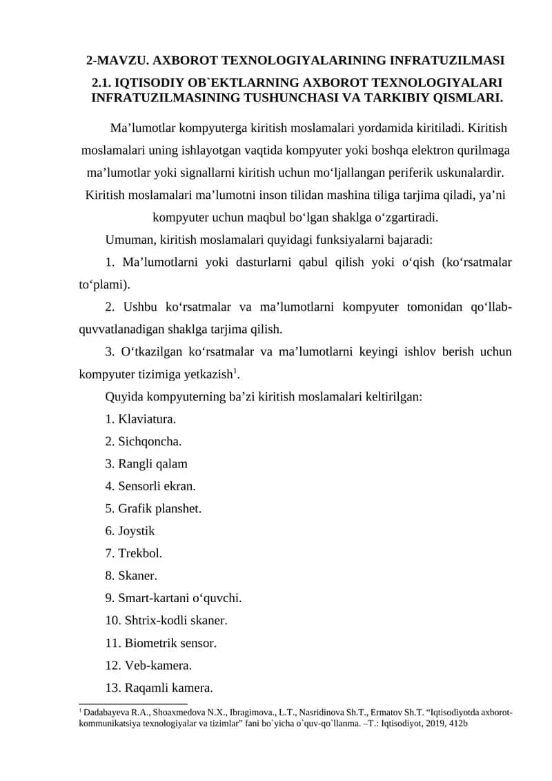 AXBOROT TEXNOLOGIYALARINING INFRATUZILMASI