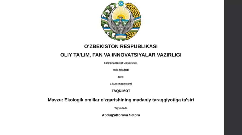 Ekologik omillar oʻzgarishining madaniy taraqqiyotiga ta'siri