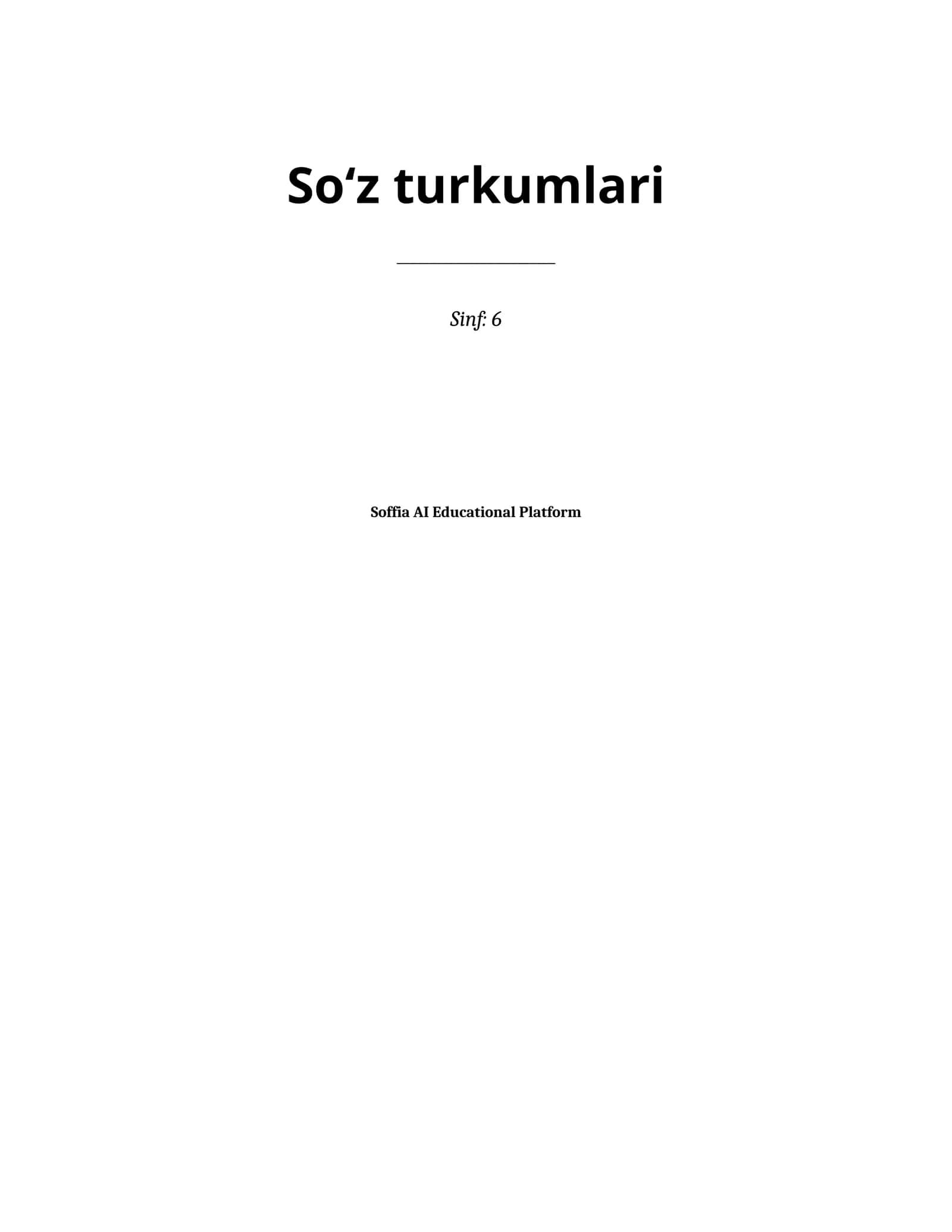 Lesson on Soʻz turkumlari