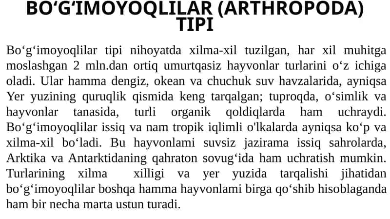 Bo‘g‘imoyoqlilar (Arthropoda) tipi