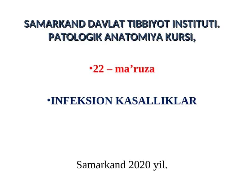 INFEKSION KASALLIKLAR