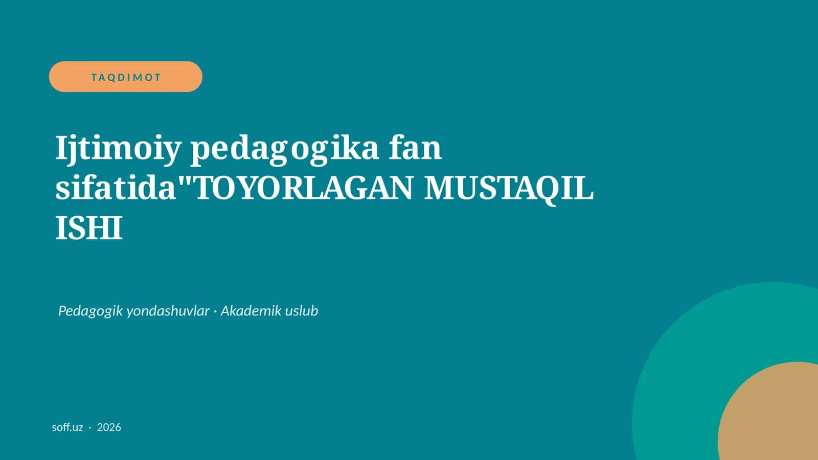 TOYORLAGAN MUSTAQIL ISHI