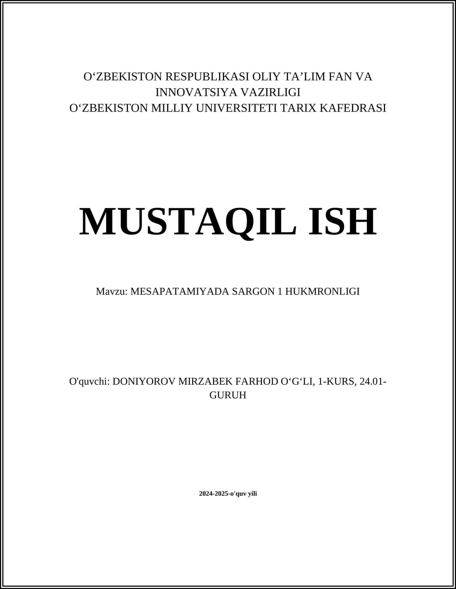 MESAPATAMIYADA SARGON 1 HUKMRONLIGI