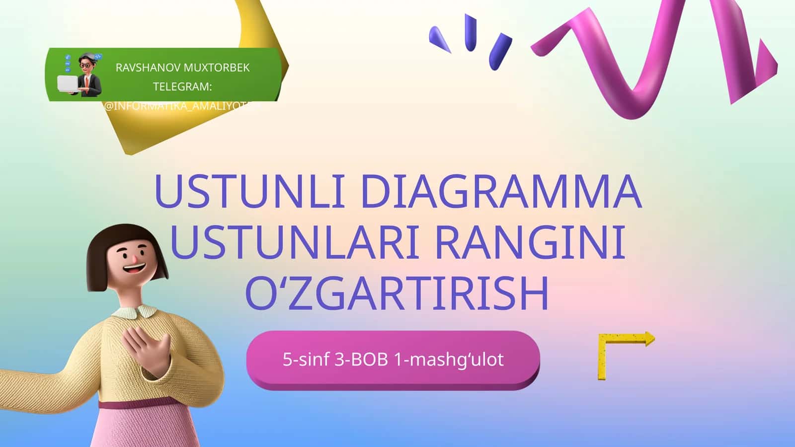 USTUNLI DIAGRAMMA USTUNLARI RANGINI OʻZGARTIRISH