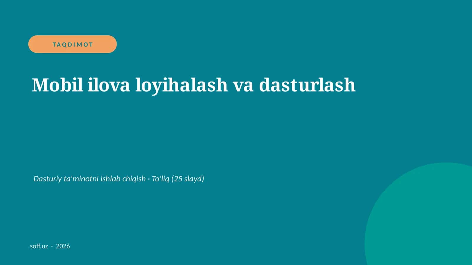 Mobil ilova loyihalash va dasturlash