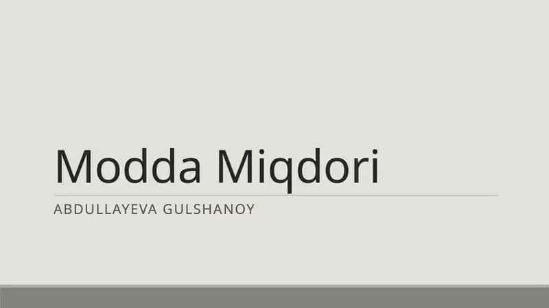 Kimyo moddalarining miqdori