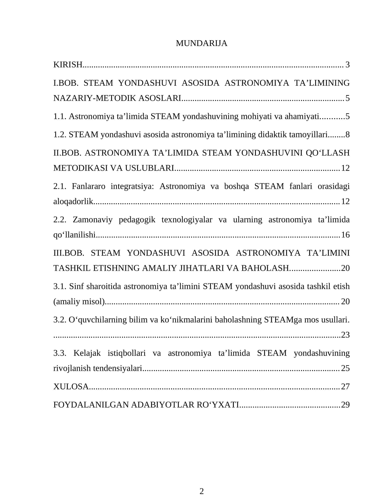 ASTRONOMIYA TA’LIMIDA STEAM YONDASHUVI