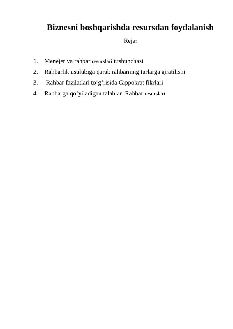 Menejerlik va rahbarlik
