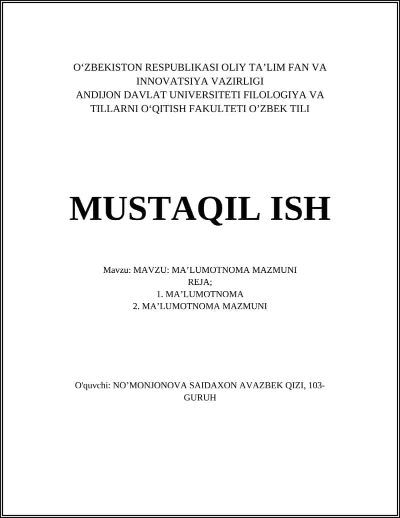 MA'LUMOTNOMA