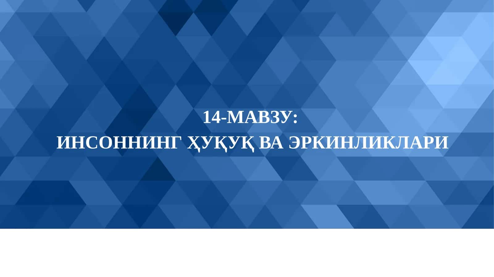 ИНСОНнинг ҲУҚУҚ ва эркинликлари