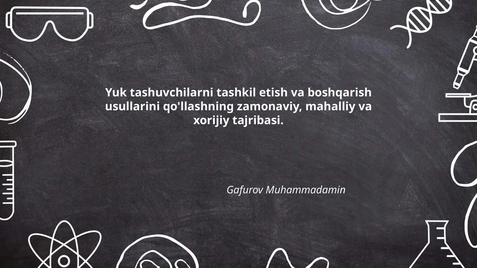 Yuk tashuvchilarni tashkil etish va boshqarish usullarini qo'llashning zamonaviy, mahalliy va xorijiy tajribasi