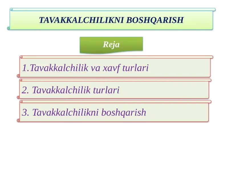 TAVAKKALCHILIKNI BOSHQARISH