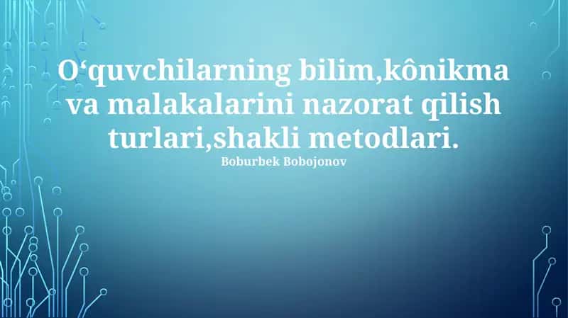An'anaviy baholash usullari