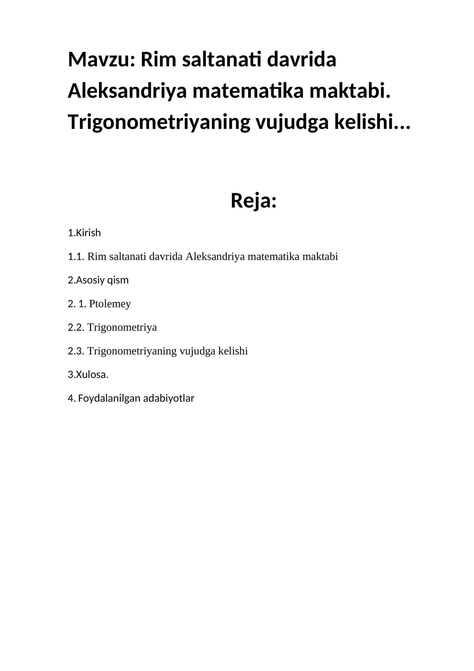 Rim saltanati davrida Aleksandriya matematika maktabi