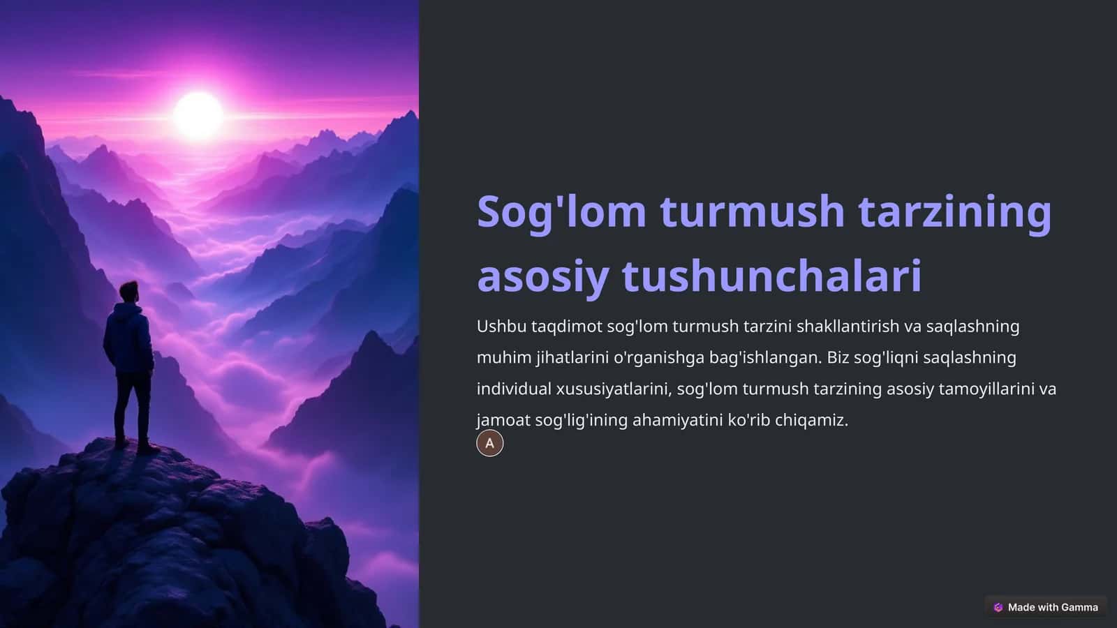 Sog'lom turmush tarzining asosiy tushunchalari